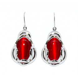 boucles d'oreilles oeil de chat rouge