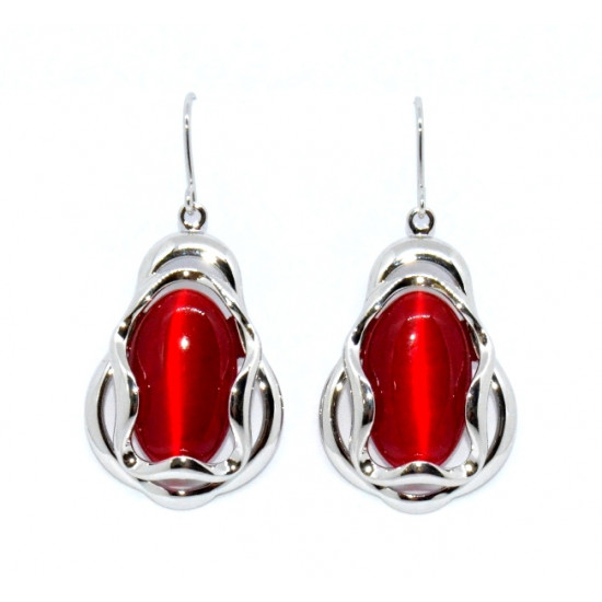 red cat eye earrings
