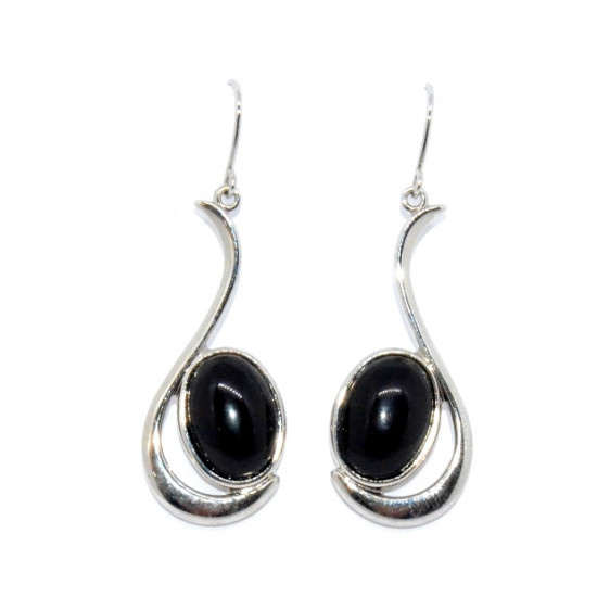 silver black onyx earrings