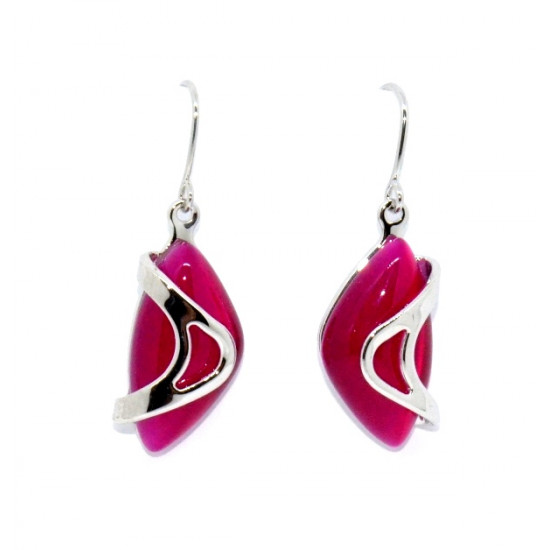 fuchsia cat eye earrings