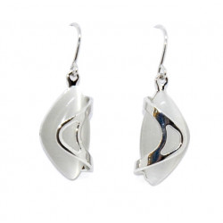 boucles d'oreilles oeil de chat blanc