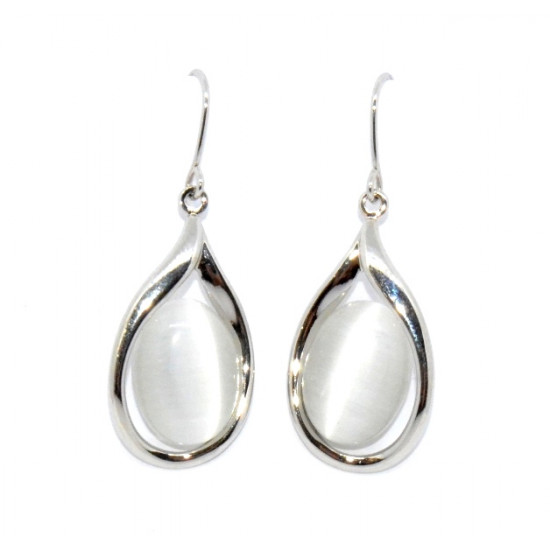 boucles d'oreilles oeil de chat blanc