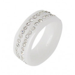Ceramic rhinestone rings 2 white
