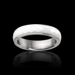 Faceted white stainless steel ceramic rings
