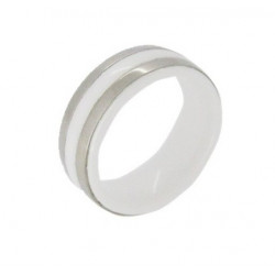 Silver and white ceramic rings