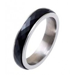 Faceted black stainless steel ceramic rings