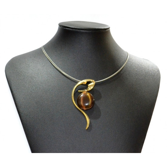 necklace cats eye brown