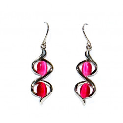 boucles d'oreilles oeil de chat rose