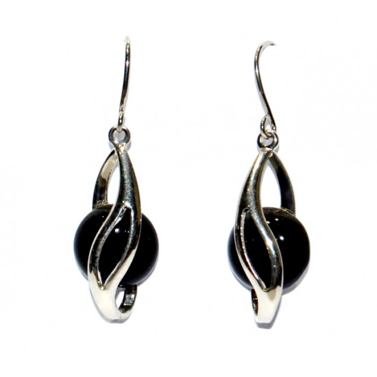 silver black onyx earrings