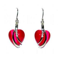 boucles d'oreilles oeil de chat rose