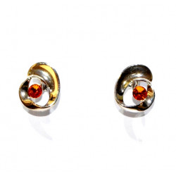 orange rhinestone clip-on earrings