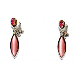 Pink cat's eye clip-on earrings