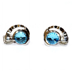 Blue rhinestone clip-on earrings