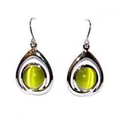 boucles d'oreilles oeil de chat vert