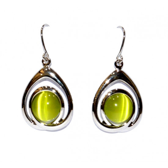 green cat eye earrings