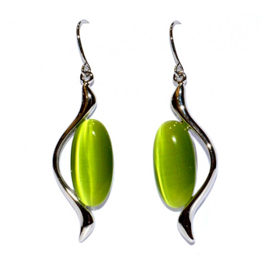 boucles d'oreilles oeil de chat vert