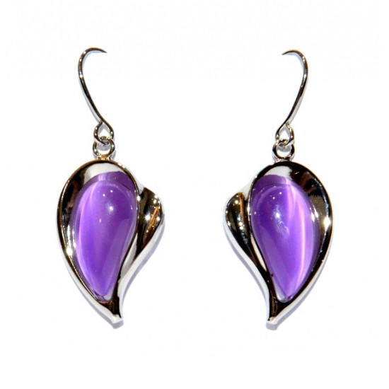 boucles d'oreilles oeil de chat violet