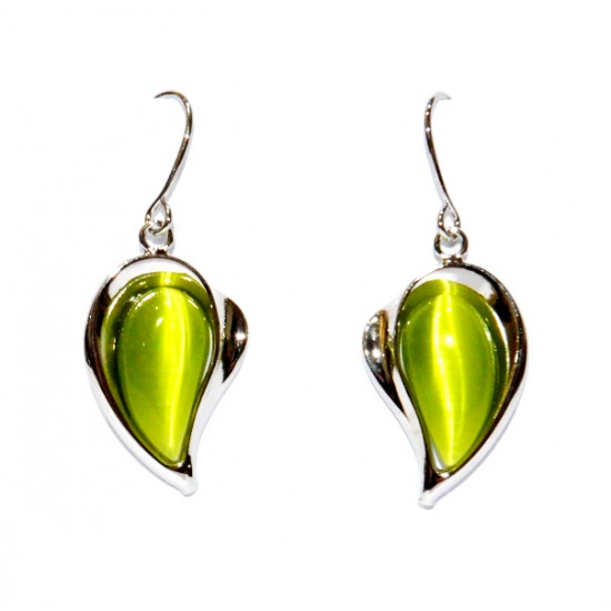 boucles d'oreilles oeil de chat vert