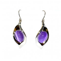 boucles d'oreilles oeil de chat violet