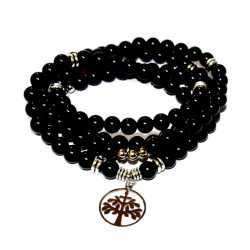 Bracelet mala obsidienne oeil celeste