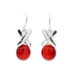 boucles d'oreilles oeil de chat rouge