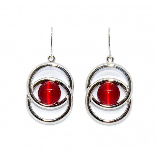 boucles d'oreilles oeil de chat rouge