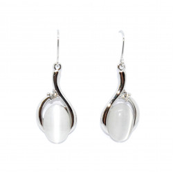 boucles d'oreilles oeil de chat blanc
