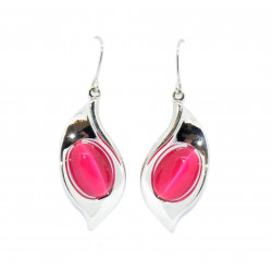 boucles d'oreilles oeil de chat rose