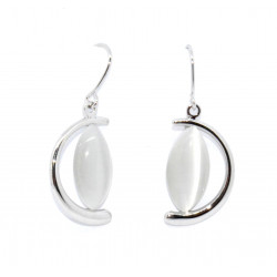 boucles d'oreilles oeil de chat blanc