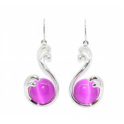 fuchsia cat eye earrings