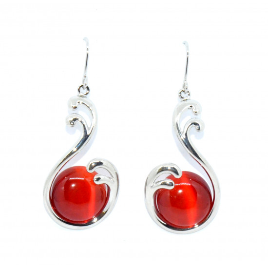 red cat eye earrings