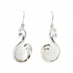 boucles d'oreilles oeil de chat blanc