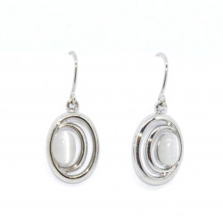 boucles d'oreilles oeil de chat blanc