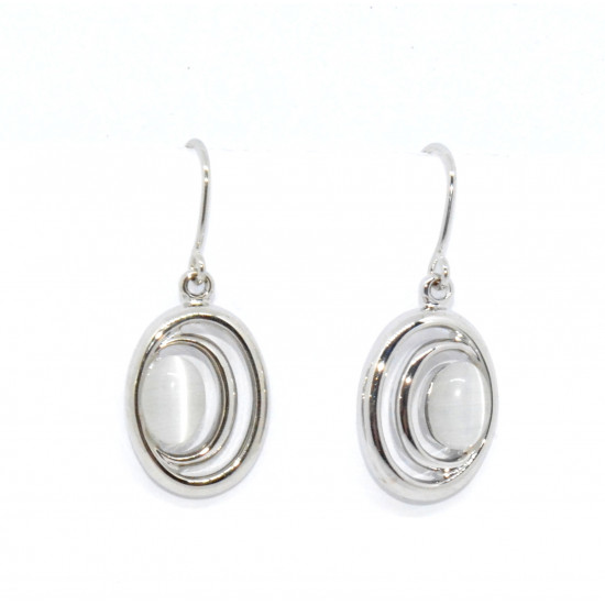 boucles d'oreilles oeil de chat blanc