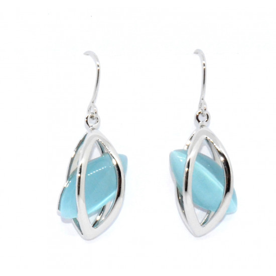 boucles d'oreilles oeil de chat bleu