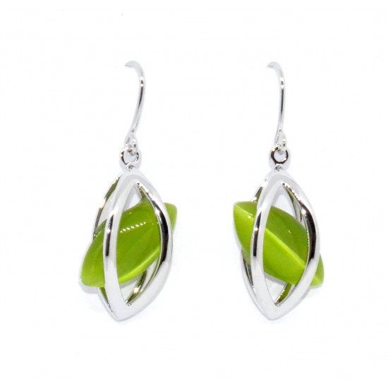 boucles d'oreilles oeil de chat vert
