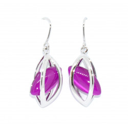 fuchsia cat eye earrings