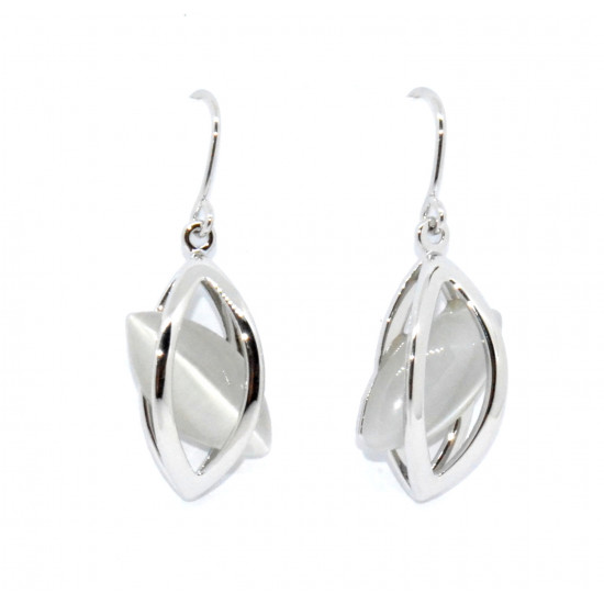 boucles d'oreilles oeil de chat blanc