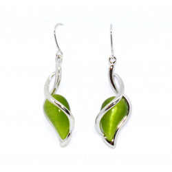 boucles d'oreilles oeil de chat vert