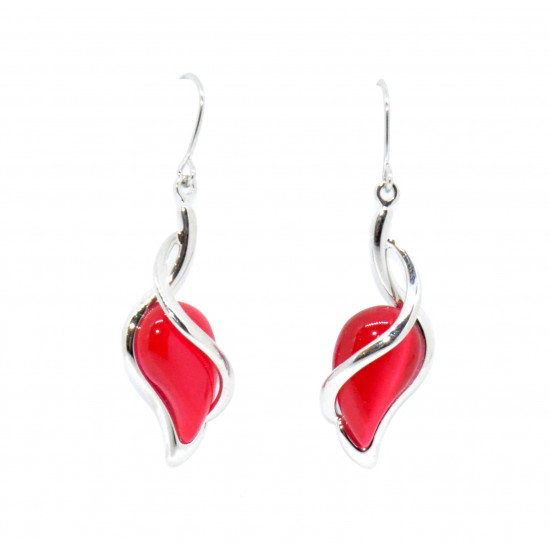 raspberry cat eye earrings