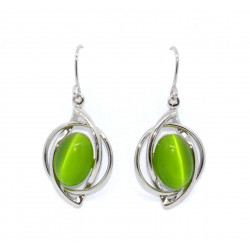 boucles d'oreilles oeil de chat vert