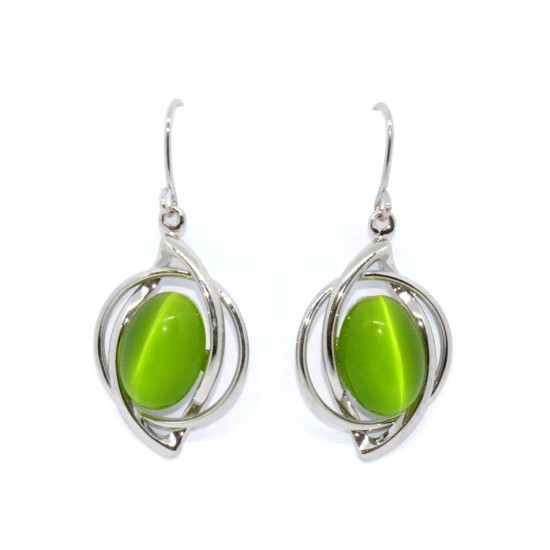 green cat eye earrings