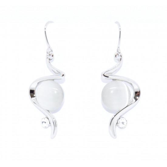 boucles d'oreilles oeil de chat blanc