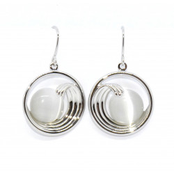boucles d'oreilles oeil de chat blanc