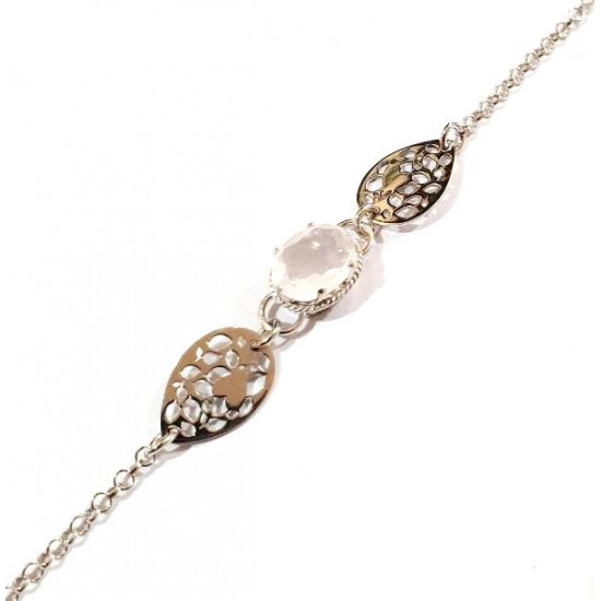 Sterling Silver Rose Quartz Bracelet B-48-01 Sterling Silver Rose Quartz Bracelet B-48-01