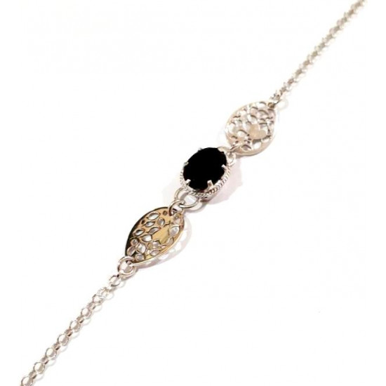 Sterling Silver Black Onyx Bracelet B-48-01 Sterling Silver Black Onyx Bracelet B-48-01
