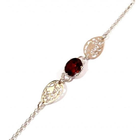 Sterling Silver Garnet Bracelet B-48-01 Sterling Silver Garnet Bracelet B-48-01