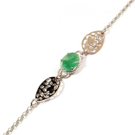 Sterling Silver Emerald Bracelet B-48-01
