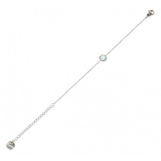 silver round noble opal bracelet