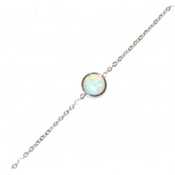 silver round noble opal bracelet